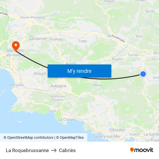 La Roquebrussanne to Cabriès map