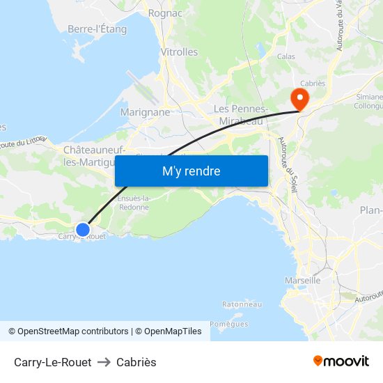 Carry-Le-Rouet to Cabriès map