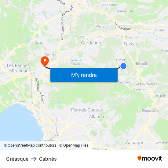 Gréasque to Cabriès map