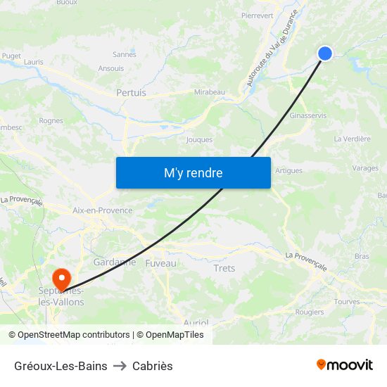 Gréoux-Les-Bains to Cabriès map