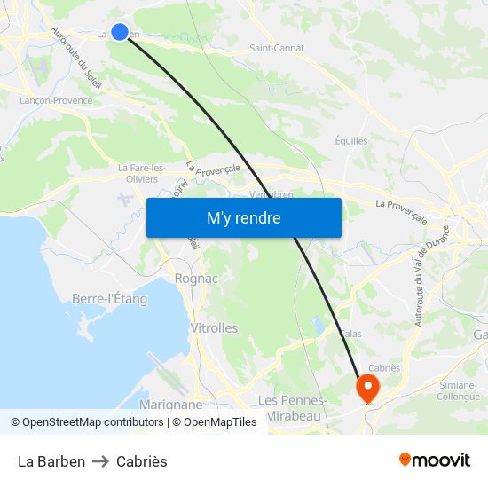 La Barben to Cabriès map