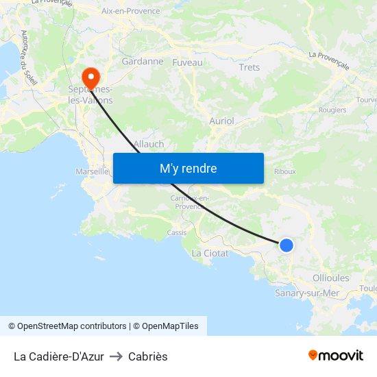 La Cadière-D'Azur to Cabriès map