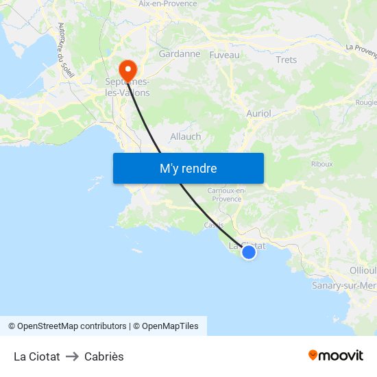 La Ciotat to Cabriès map