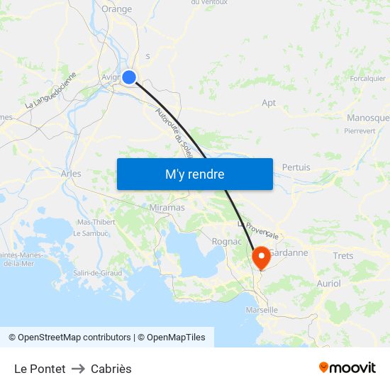 Le Pontet to Cabriès map