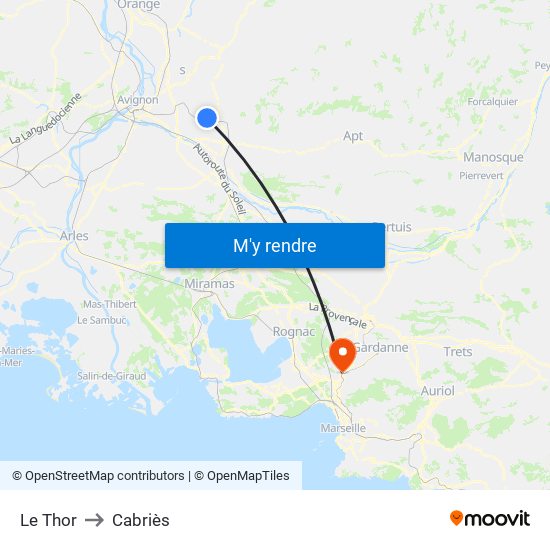 Le Thor to Cabriès map