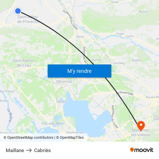 Maillane to Cabriès map