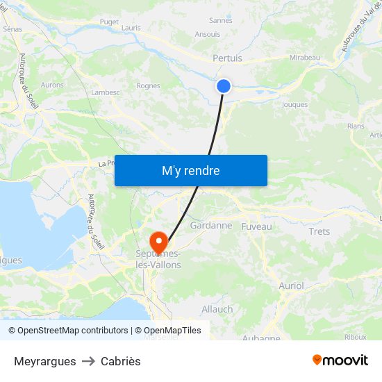 Meyrargues to Cabriès map