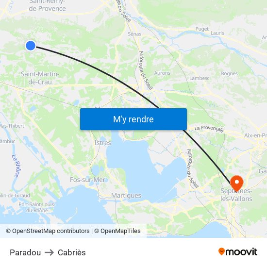 Paradou to Cabriès map