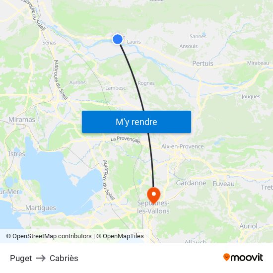 Puget to Cabriès map