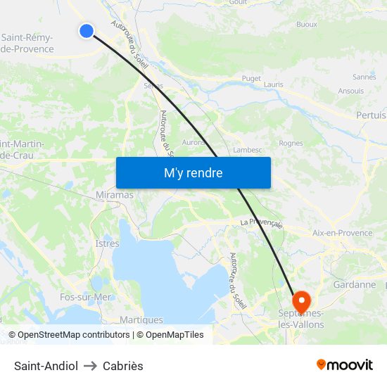 Saint-Andiol to Cabriès map