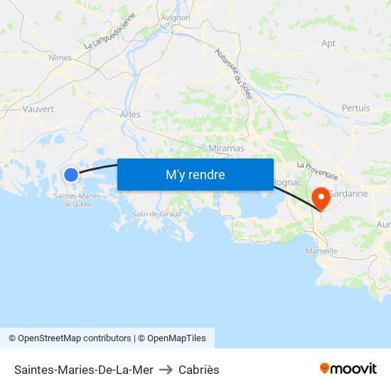 Saintes-Maries-De-La-Mer to Cabriès map