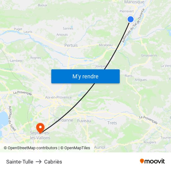 Sainte-Tulle to Cabriès map