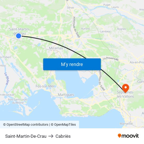 Saint-Martin-De-Crau to Cabriès map