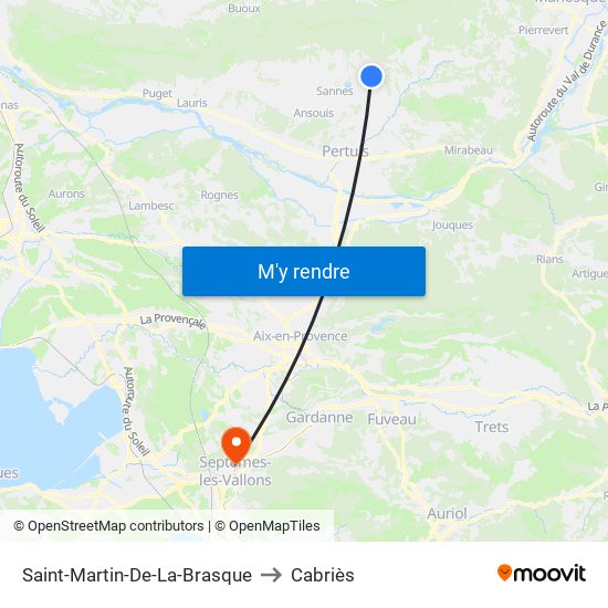 Saint-Martin-De-La-Brasque to Cabriès map