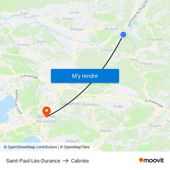 Saint-Paul-Lès-Durance to Cabriès map