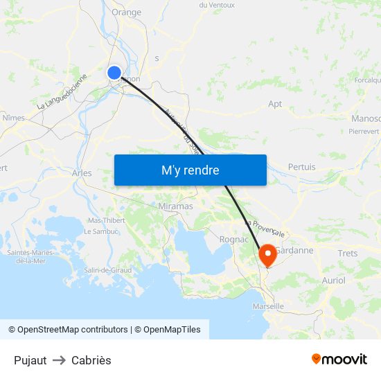 Pujaut to Cabriès map