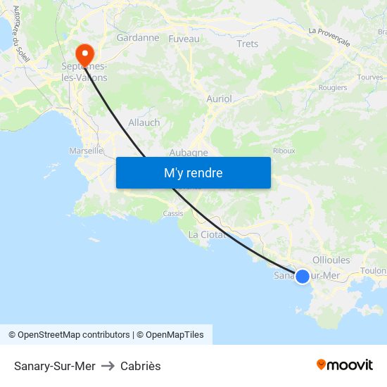 Sanary-Sur-Mer to Cabriès map