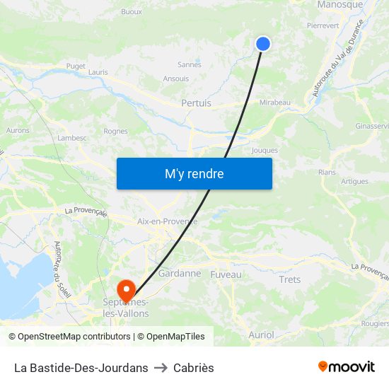 La Bastide-Des-Jourdans to Cabriès map