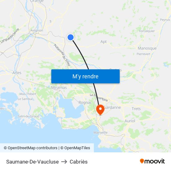Saumane-De-Vaucluse to Cabriès map