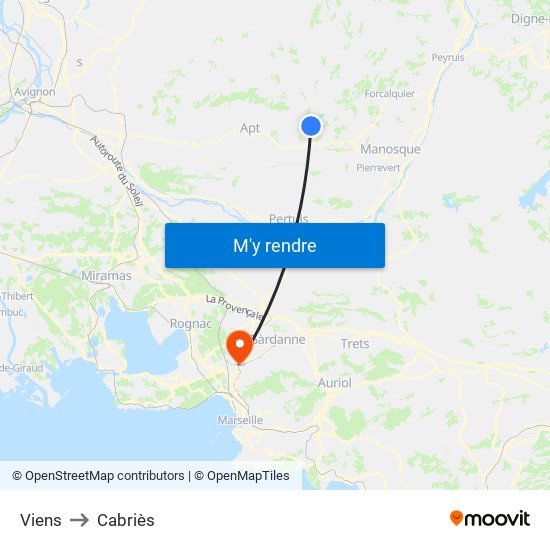 Viens to Cabriès map