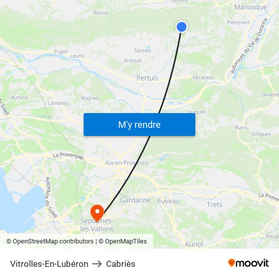 Vitrolles-En-Lubéron to Cabriès map