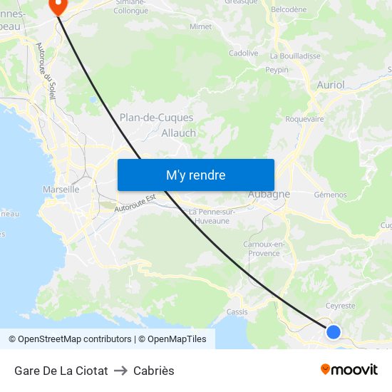 Gare De La Ciotat to Cabriès map