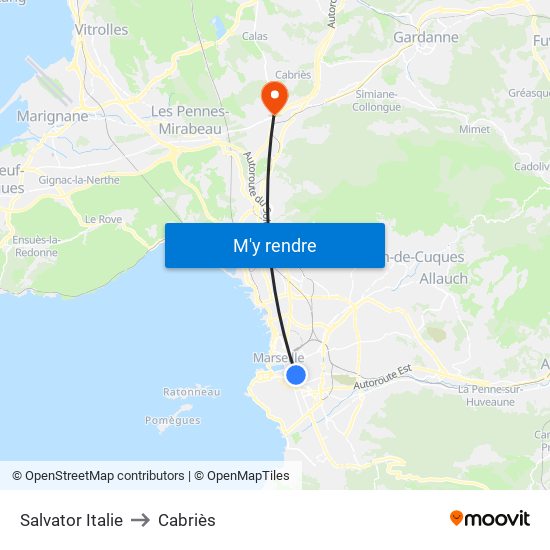 Salvator Italie to Cabriès map