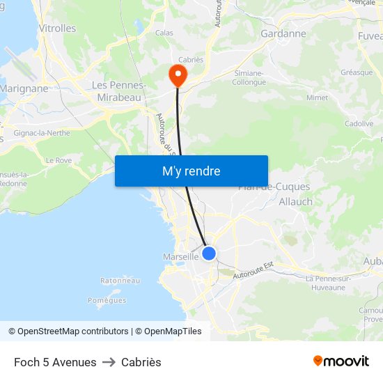 Foch 5 Avenues to Cabriès map