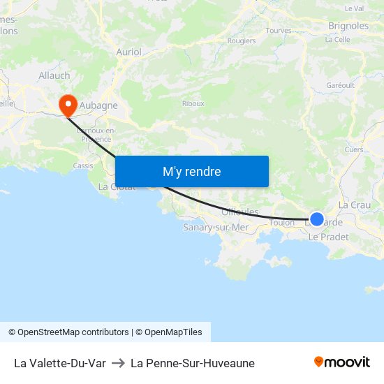 La Valette-Du-Var to La Penne-Sur-Huveaune map