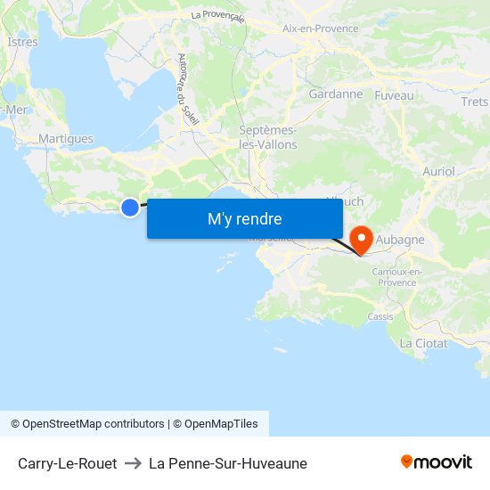 Carry-Le-Rouet to La Penne-Sur-Huveaune map