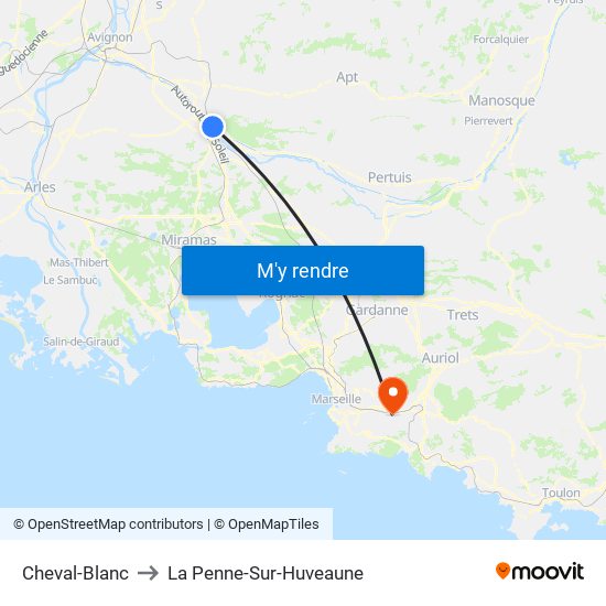 Cheval-Blanc to La Penne-Sur-Huveaune map