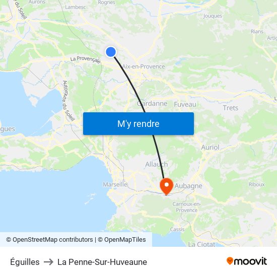 Éguilles to La Penne-Sur-Huveaune map