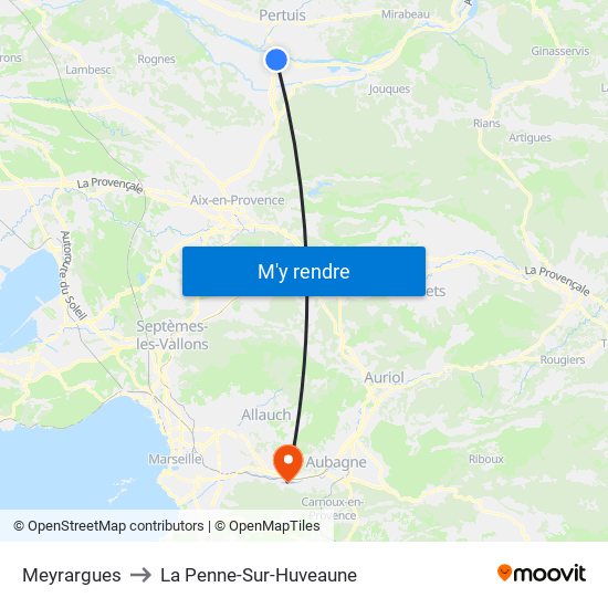 Meyrargues to La Penne-Sur-Huveaune map