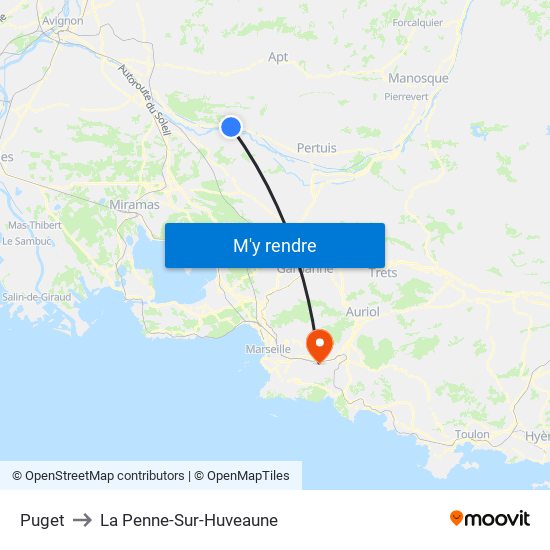 Puget to La Penne-Sur-Huveaune map