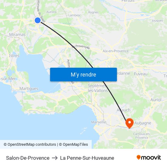 Salon-De-Provence to La Penne-Sur-Huveaune map