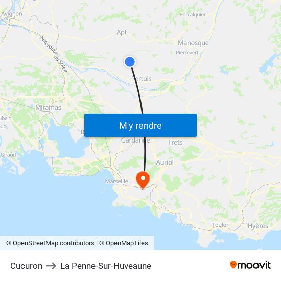 Cucuron to La Penne-Sur-Huveaune map