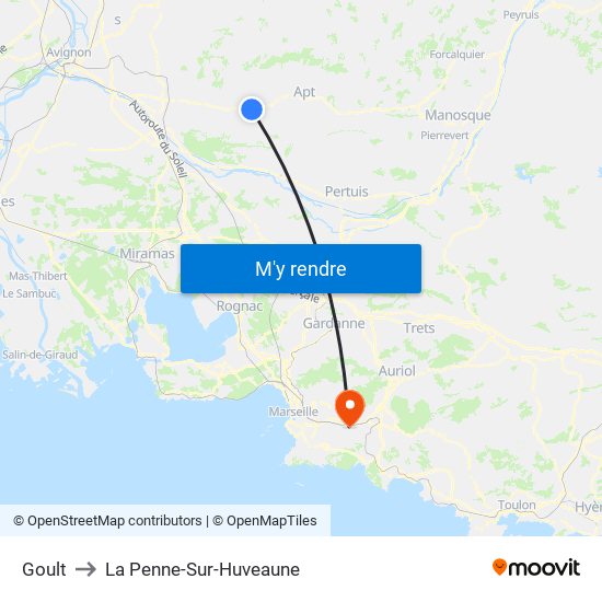 Goult to La Penne-Sur-Huveaune map