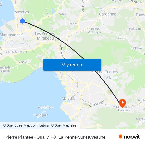 Pierre Plantée - Quai 7 to La Penne-Sur-Huveaune map