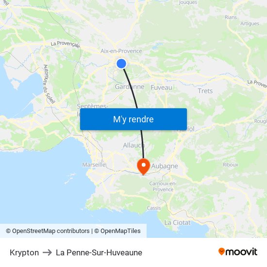 Krypton to La Penne-Sur-Huveaune map