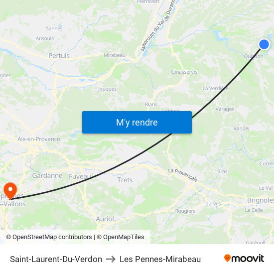 Saint-Laurent-Du-Verdon to Les Pennes-Mirabeau map