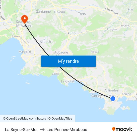 La Seyne-Sur-Mer to Les Pennes-Mirabeau map