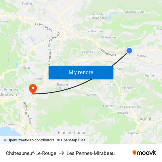 Châteauneuf-Le-Rouge to Les Pennes-Mirabeau map