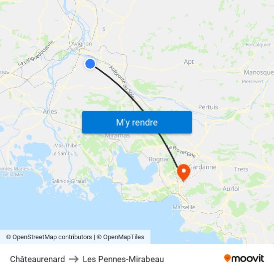 Châteaurenard to Les Pennes-Mirabeau map
