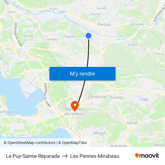 Le Puy-Sainte-Réparade to Les Pennes-Mirabeau map
