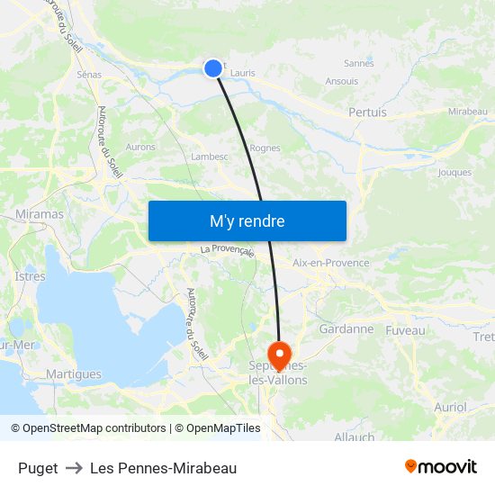 Puget to Les Pennes-Mirabeau map