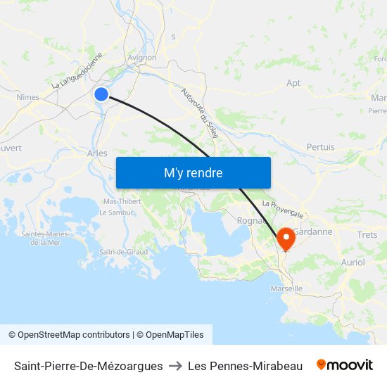 Saint-Pierre-De-Mézoargues to Les Pennes-Mirabeau map
