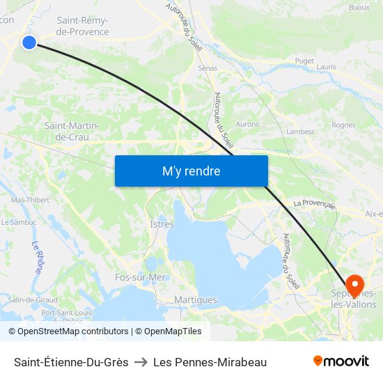 Saint-Étienne-Du-Grès to Les Pennes-Mirabeau map