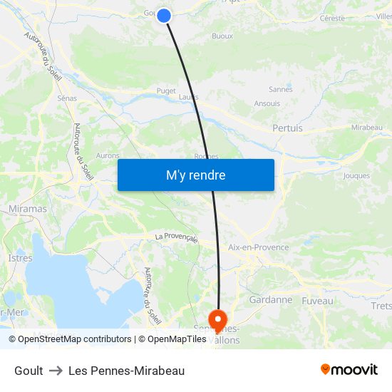 Goult to Les Pennes-Mirabeau map