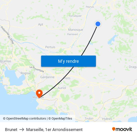 Brunet to Marseille, 1er Arrondissement map