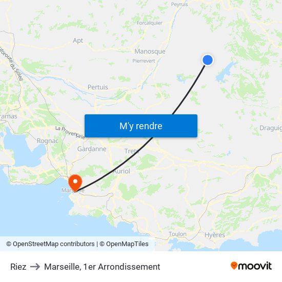 Riez to Marseille, 1er Arrondissement map